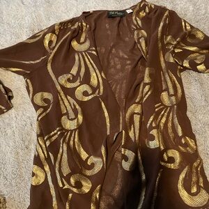 Vintage Bob Mackie Brown and Gold Artistic Top